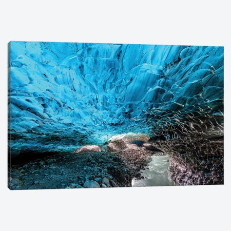 Blue Ice Cave And Underground River, Southern Iceland Canvas Print #JRX239} by Jane Rix Canvas Art