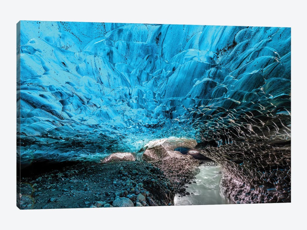 Blue Ice Cave And Underground River, Southern Iceland by Jane Rix 1-piece Canvas Print