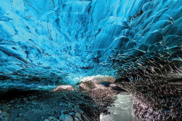 Blue Ice Cave And Underground River, Southern Iceland