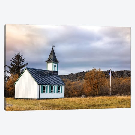 Pingvellir Church, Iceland In Autumn Canvas Print #JRX241} by Jane Rix Canvas Art Print
