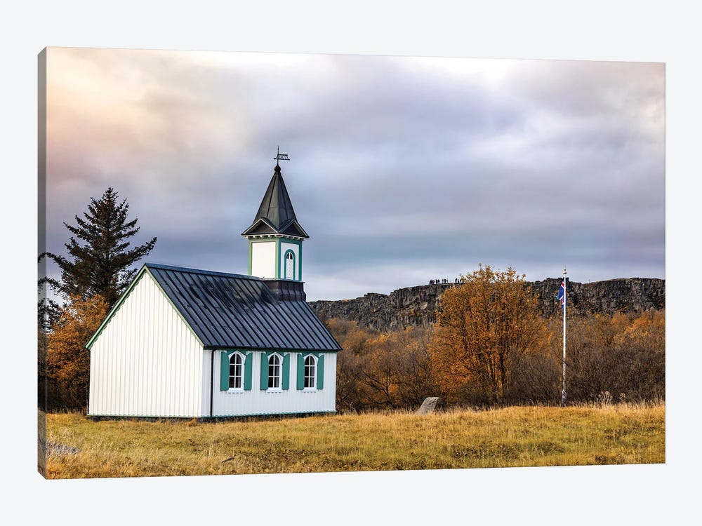 Pingvellir Church, Iceland In Autumn by Jane Rix 1-piece Canvas Wall Art