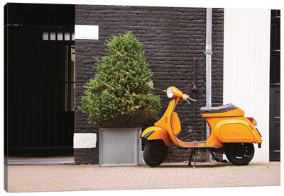 Orange Scooter Canvas Art Print - Scooters