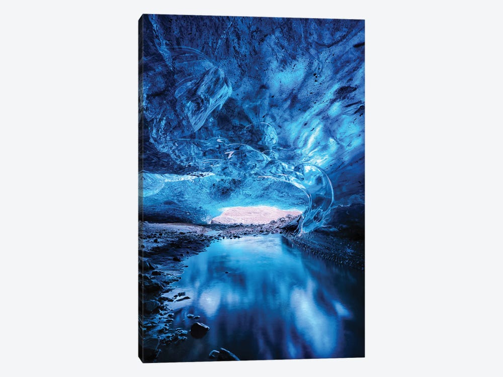 Blue Ice Cave And River, Iceland by Jane Rix 1-piece Canvas Art Print