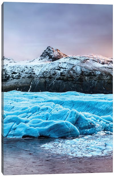 Svinafellsjokull Glacier Landscape And Snow-Covered Mountains, Iceland Canvas Art Print