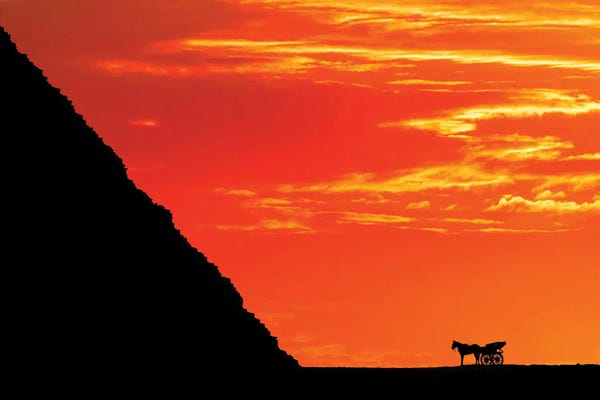 Cairo: Sunset At The Pyramids Of Giza, Cairo, Egypt by Jane Rix