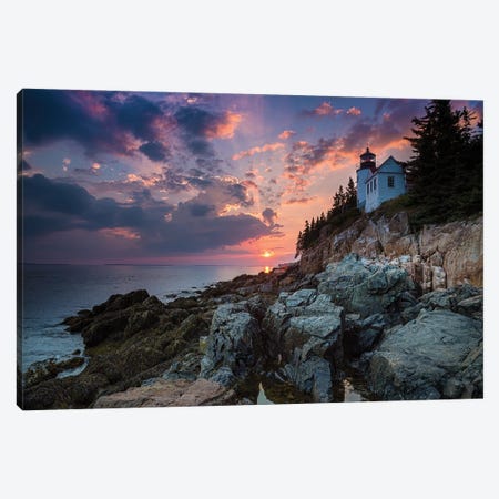 Bass Harbor Lighthouse And Sunset, Mount Desert Island, Maine Canvas Print #JRX261} by Jane Rix Art Print