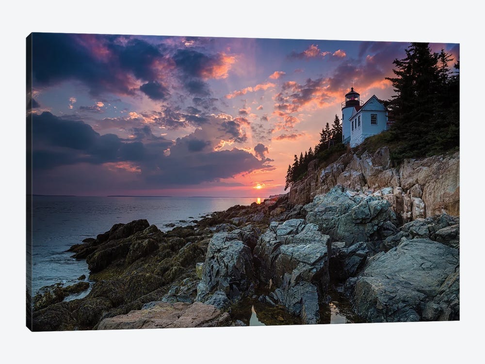 Bass Harbor Lighthouse And Sunset, Mount Desert Island, Maine by Jane Rix 1-piece Canvas Art