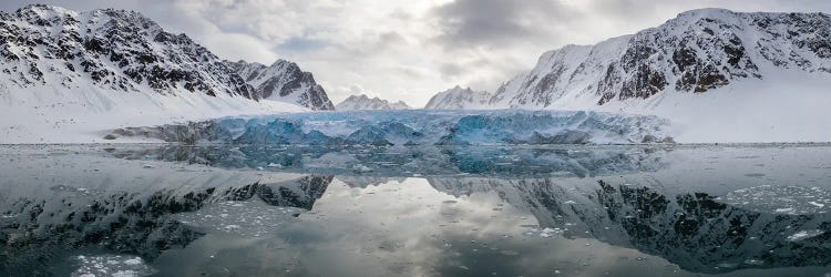 Panorama Of Kongsvegen Glacier In Svalbard, Arctic Circle