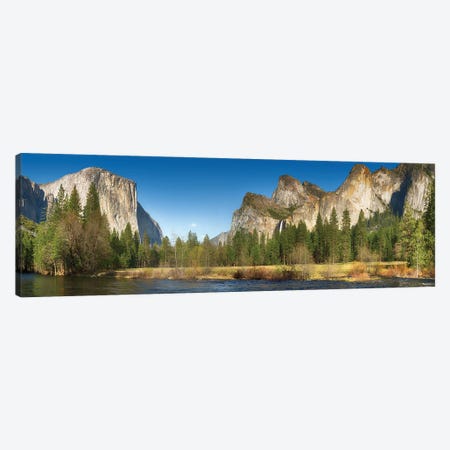 Yosemite And Merced River Panorama, USA Canvas Print #JRX266} by Jane Rix Canvas Wall Art