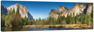 Yosemite And Merced River Panorama, USA Canvas Art Print - Yosemite National Park Art