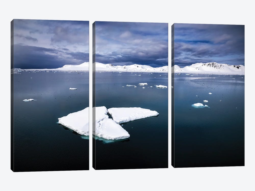 Ice Floes And Mountains, Svalbard by Jane Rix 3-piece Canvas Wall Art