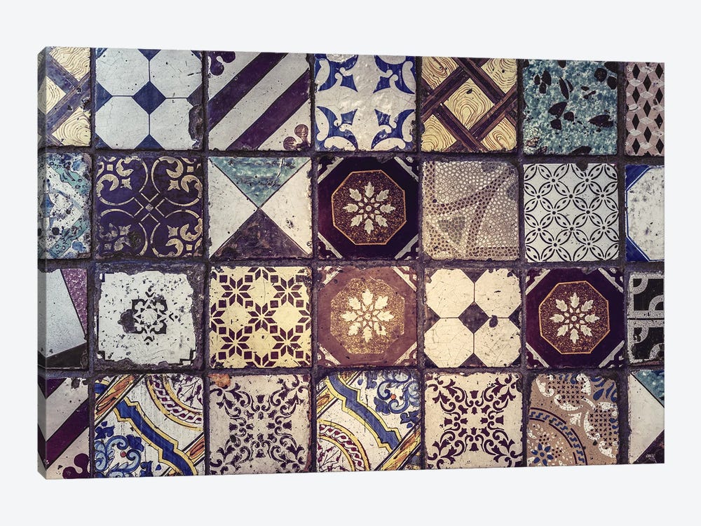 Antique Decorative Floor Tiles by Jane Rix 1-piece Canvas Print
