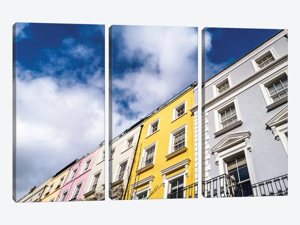 Notting Hill Colourful Houses by Jane Rix 3-piece Canvas Art Print