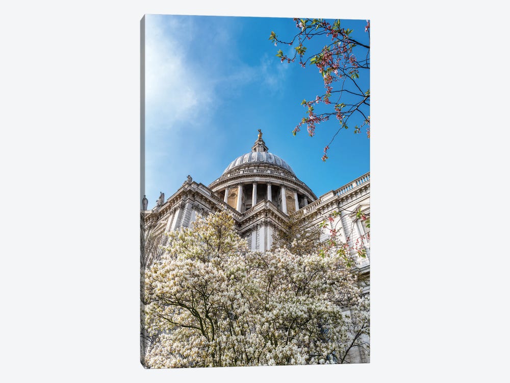 St Paul's Cathedral And Cherry Blossoms, London by Jane Rix 1-piece Canvas Artwork