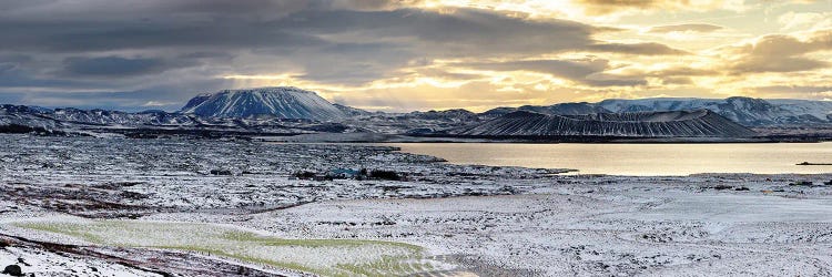 Volcano Craters At Lake Myvatn, Sunrise In Iceland