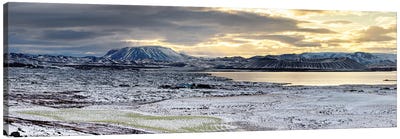 Volcano Craters At Lake Myvatn, Sunrise In Iceland Canvas Art Print - Volcano Art