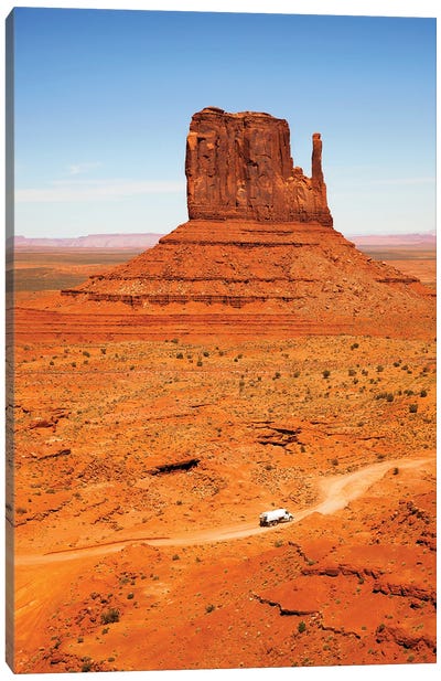 Butte With Truck, Monument Valley Canvas Art Print - Valley Art