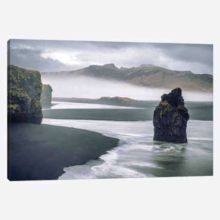 Eagle Rock And The Vik Coastline, Iceland Canvas Print #JRX315} by Jane Rix Canvas Wall Art