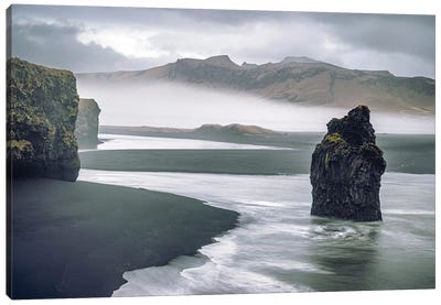 Eagle Rock And The Vik Coastline, Iceland Canvas Art Print - Jane Rix