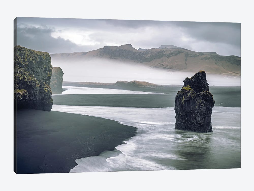 Eagle Rock And The Vik Coastline, Iceland by Jane Rix 1-piece Canvas Art