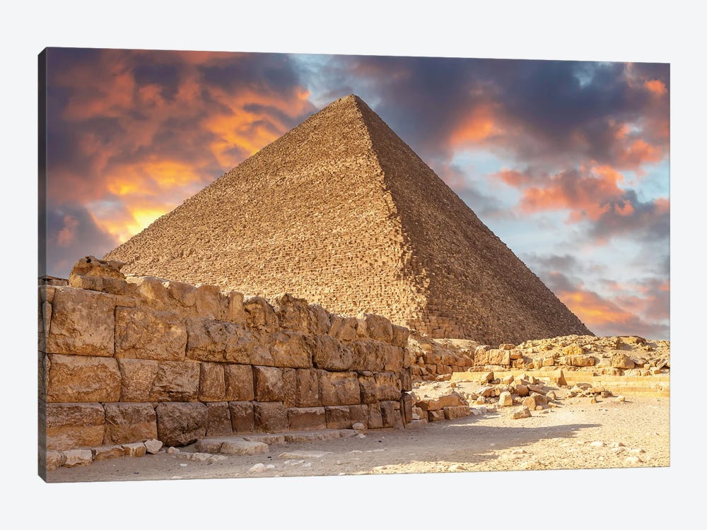 Pyramid Of Giza, Cairo, At Sunset by Jane Rix 1-piece Canvas Wall Art