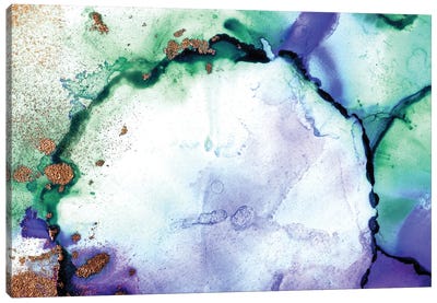 Alcohol Ink Background In Green And Blue Canvas Art Print - Alcohol Ink Art