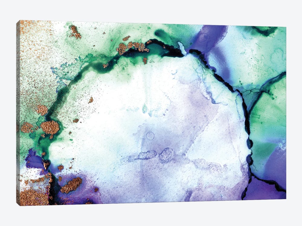 Alcohol Ink Background In Green And Blue by Jane Rix 1-piece Canvas Print