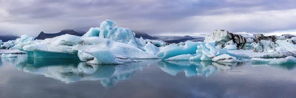 Glaciers & Icebergs: Jokulsarlon Reflections Panorama, Iceland by Jane Rix