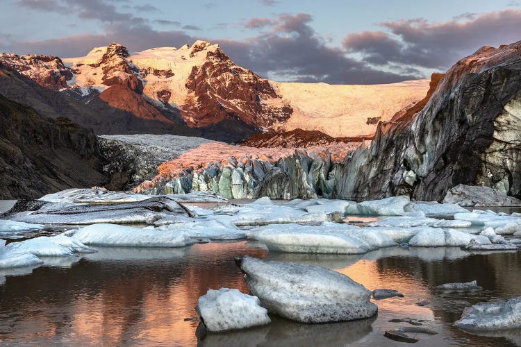 Warm Light On Svinafellsjokull Glacier, Iceland