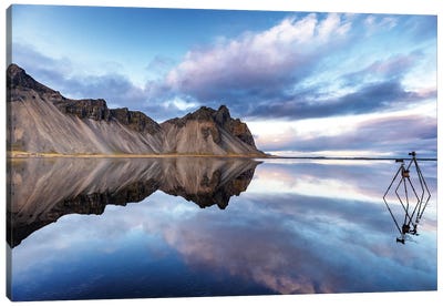 Vestrahorn And Tripods, Southern Iceland Canvas Art Print - Jane Rix