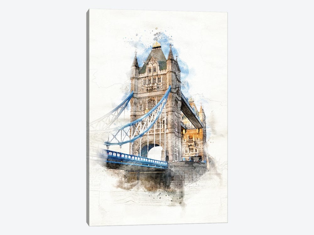 Tower Bridge, London, Watercolour by Jane Rix 1-piece Canvas Art