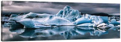 Storm Over Jokulsarlon Panorama Canvas Art Print - Glacier & Iceberg Art