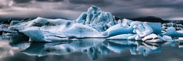 Jane Rix: Storm Over Jokulsarlon Panorama by Jane Rix