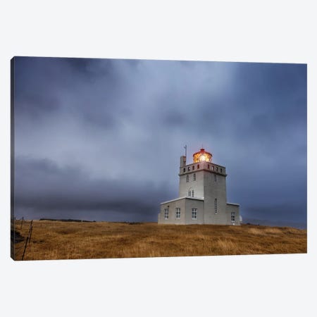 Stormy Evening At Dyrholaey Lighthouse, Iceland Canvas Print #JRX378} by Jane Rix Canvas Art Print