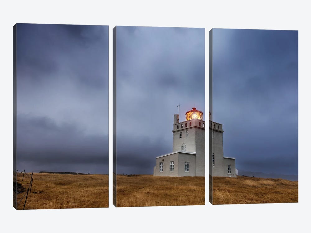 Stormy Evening At Dyrholaey Lighthouse, Iceland by Jane Rix 3-piece Art Print