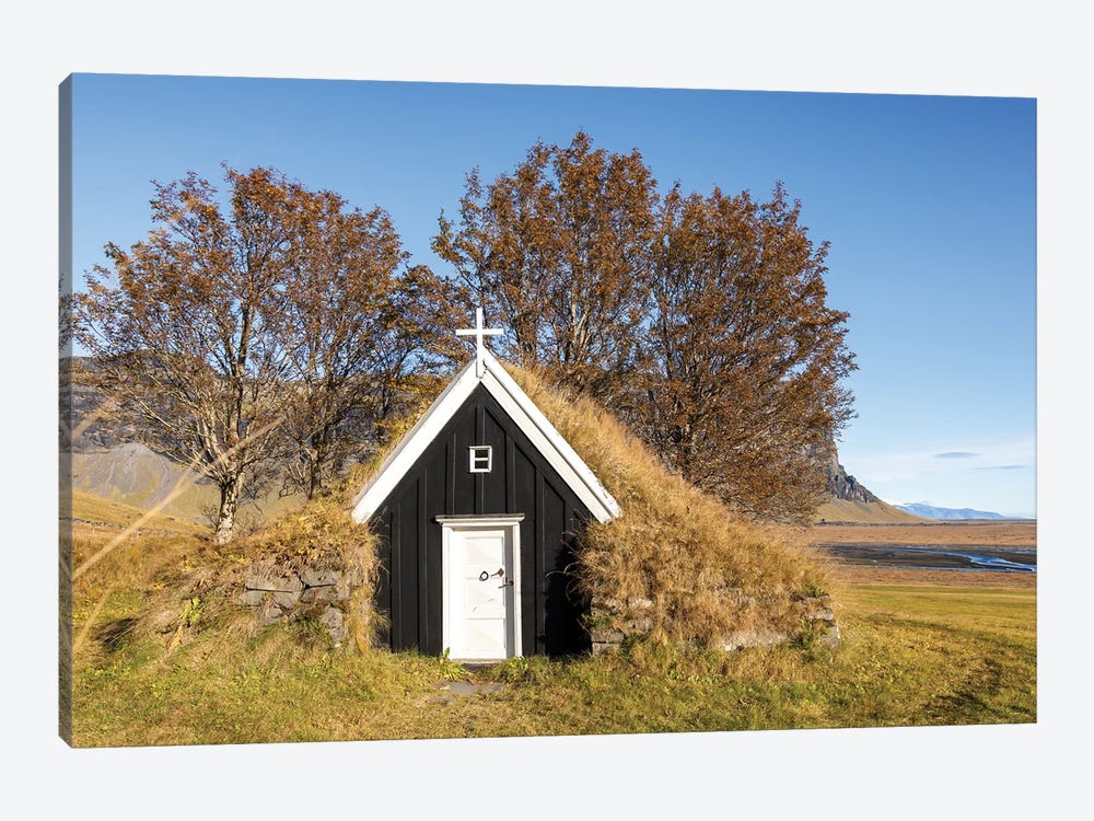 Black Church In Southern Iceland by Jane Rix 1-piece Canvas Art