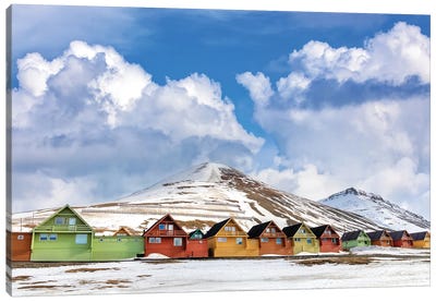 Wooden Houses In Longyearbyen, Svalbard Canvas Art Print - Svalbard