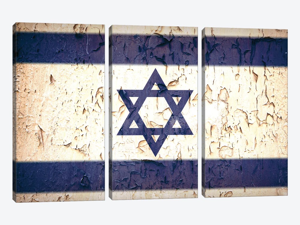 Vintage Flag Of Israel by Jane Rix 3-piece Canvas Print