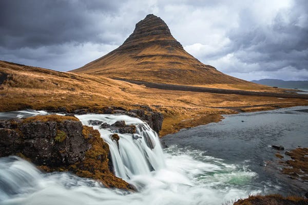 Kirkjufell: Kirkjufell Mountain And Waterfall by Jane Rix