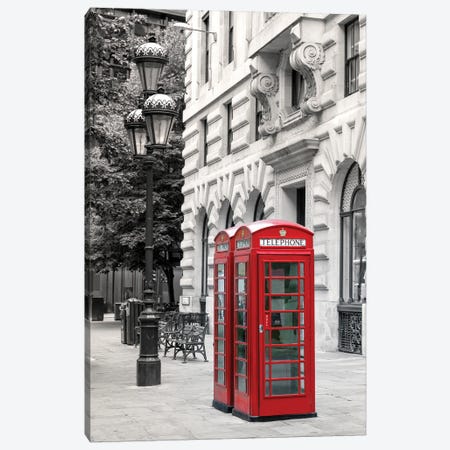 London Phone Boxes Canvas Print #JRX409} by Jane Rix Art Print