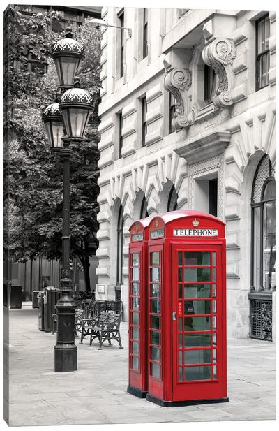 London Phone Boxes Canvas Art Print - Jane Rix