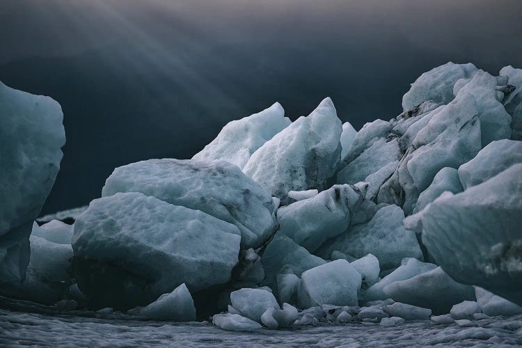 Sun Rays Highlight Blue Ice