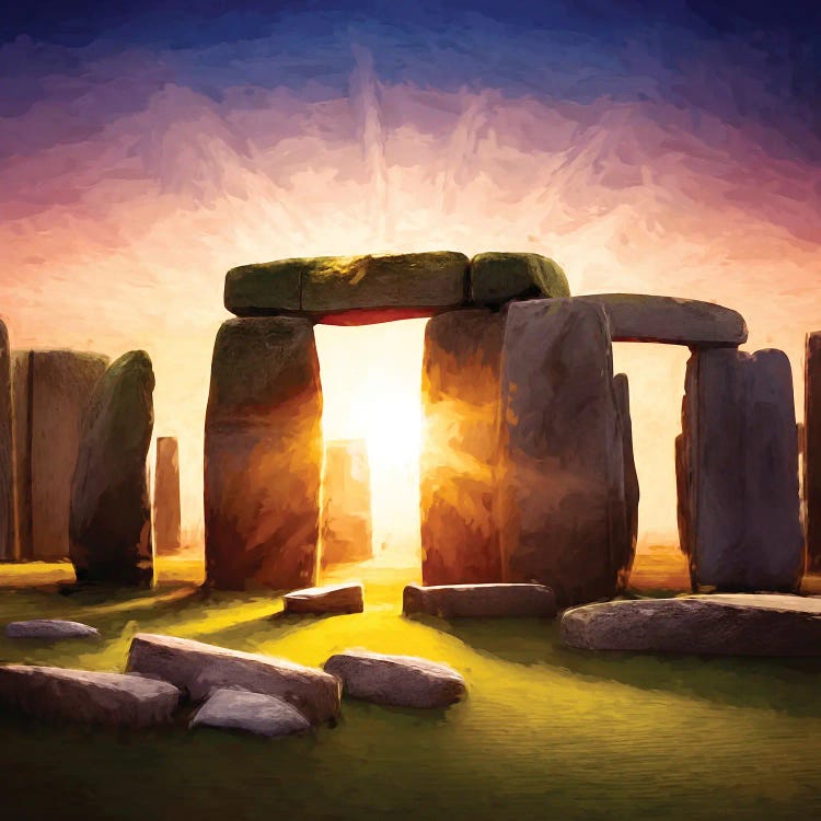 Stonehenge Solstice Digital Oil Painting by Jane Rix wall art