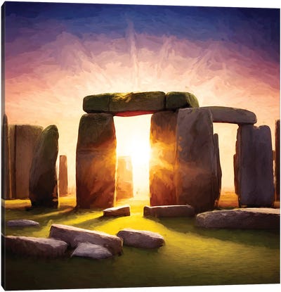 Stonehenge Solstice Digital Oil Painting Canvas Art Print - Jane Rix
