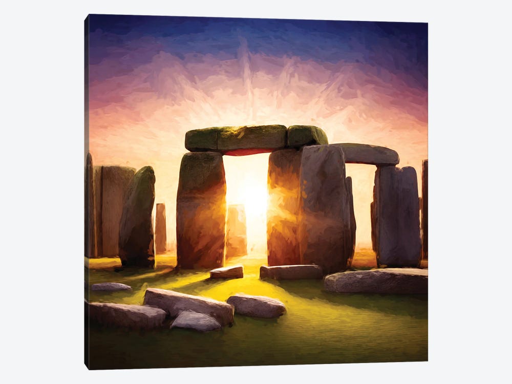 Stonehenge Solstice Digital Oil Painting by Jane Rix 1-piece Canvas Art