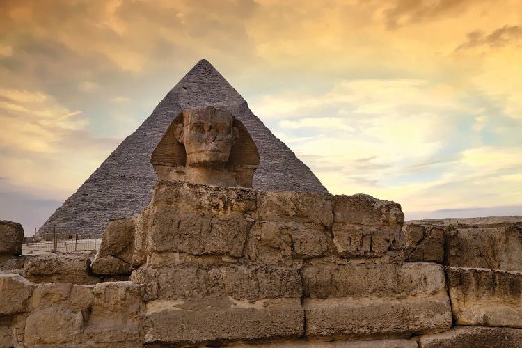 Sphinx And Great Pyramid At Dusk