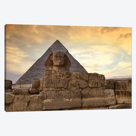 Sphinx And Great Pyramid At Dusk Canvas Print #JRX44} by Jane Rix Art Print