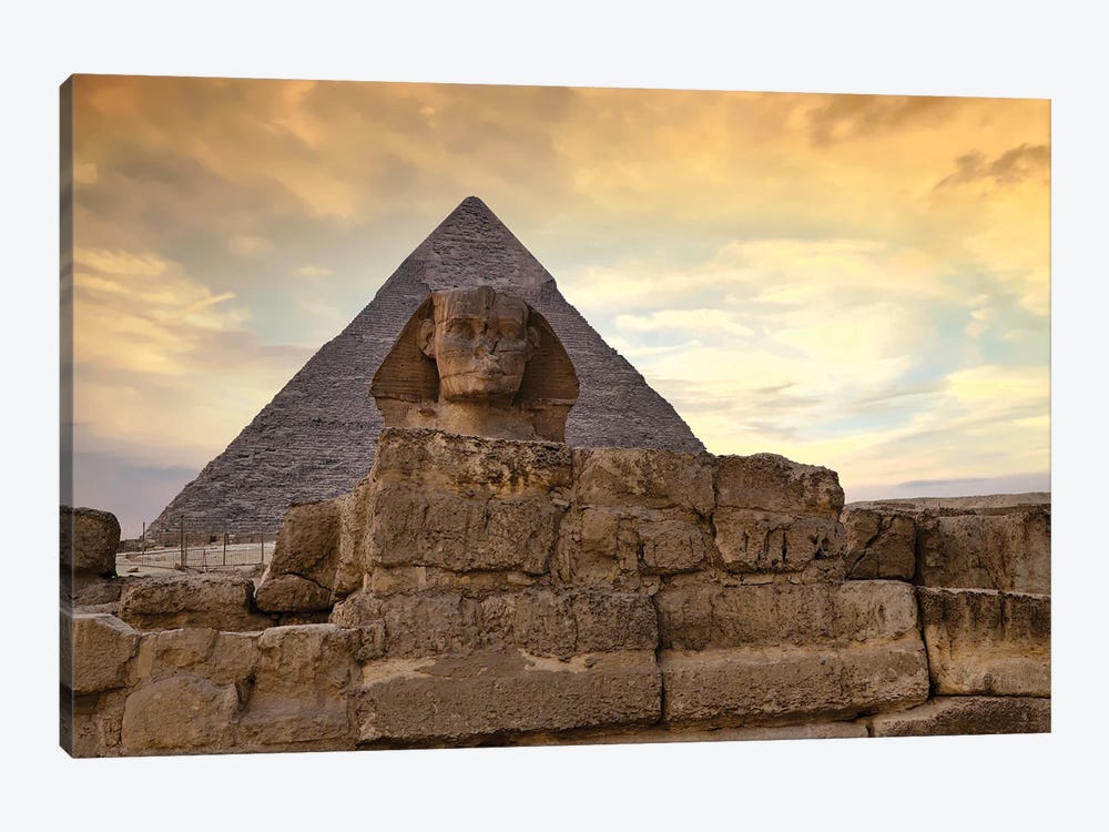 Sphinx And Great Pyramid At Dusk by Jane Rix 1-piece Art Print