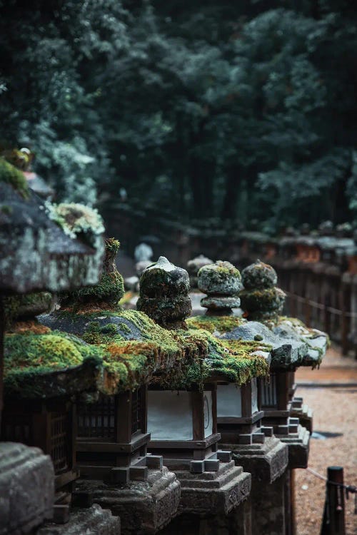 Stone Temple Lanterns At Nara Park.