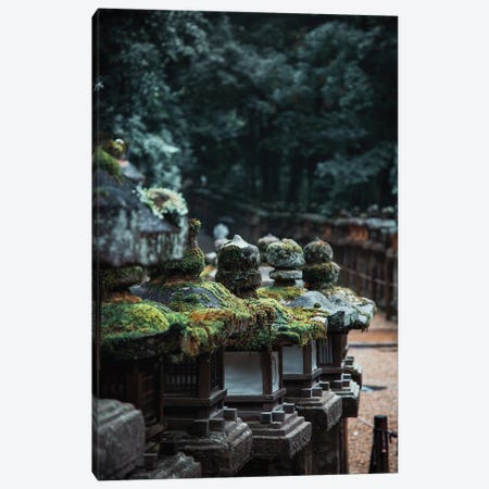 Stone Temple Lanterns At Nara Park. Canvas Print #JRX450} by Jane Rix Canvas Artwork